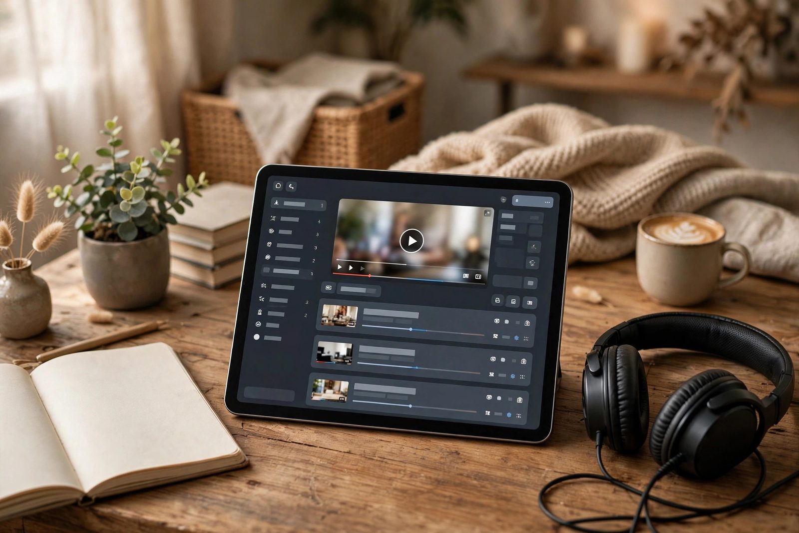 A tablet showing an online course learning interface